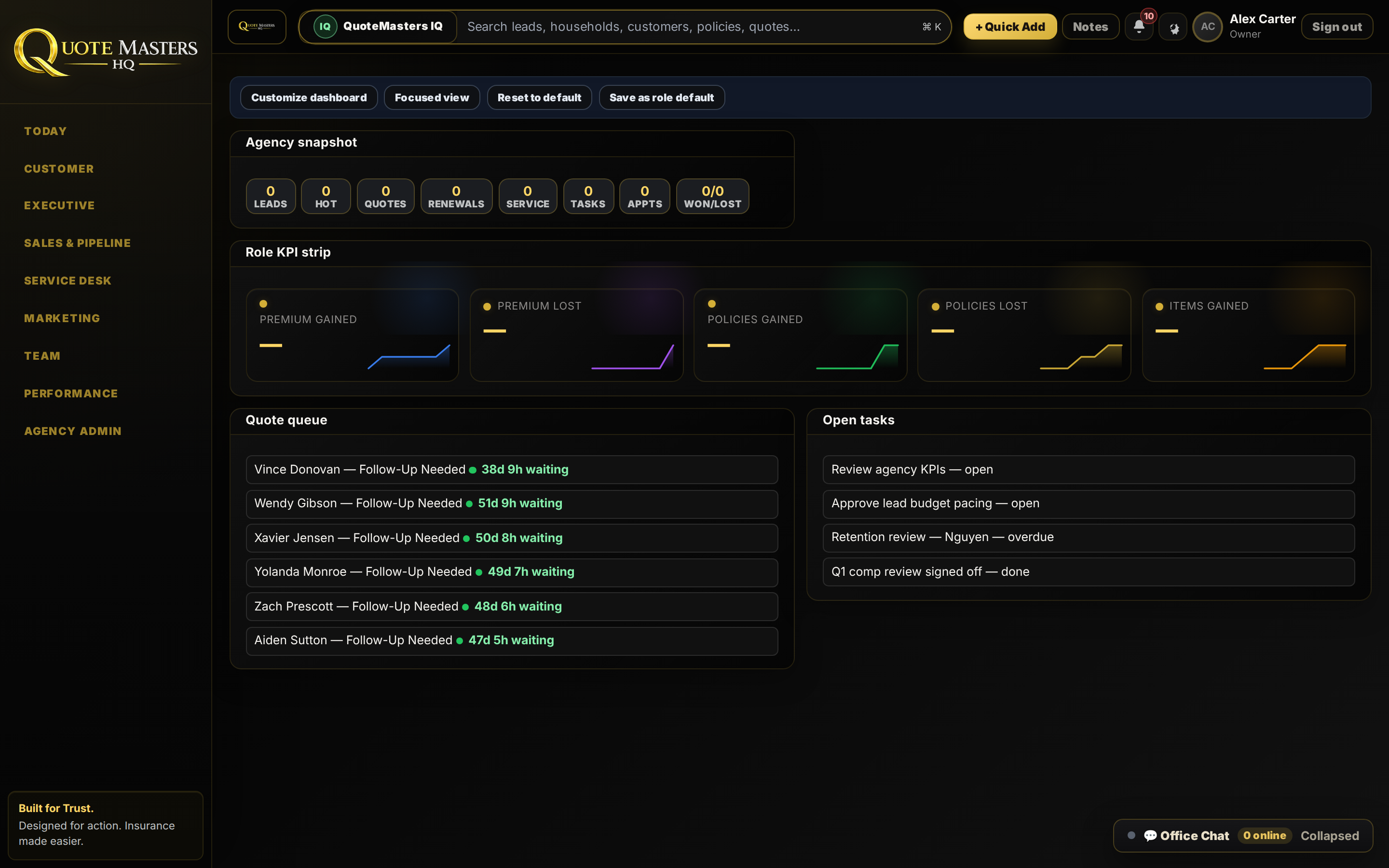 QuoteMasters HQ Full Alpha agency command center